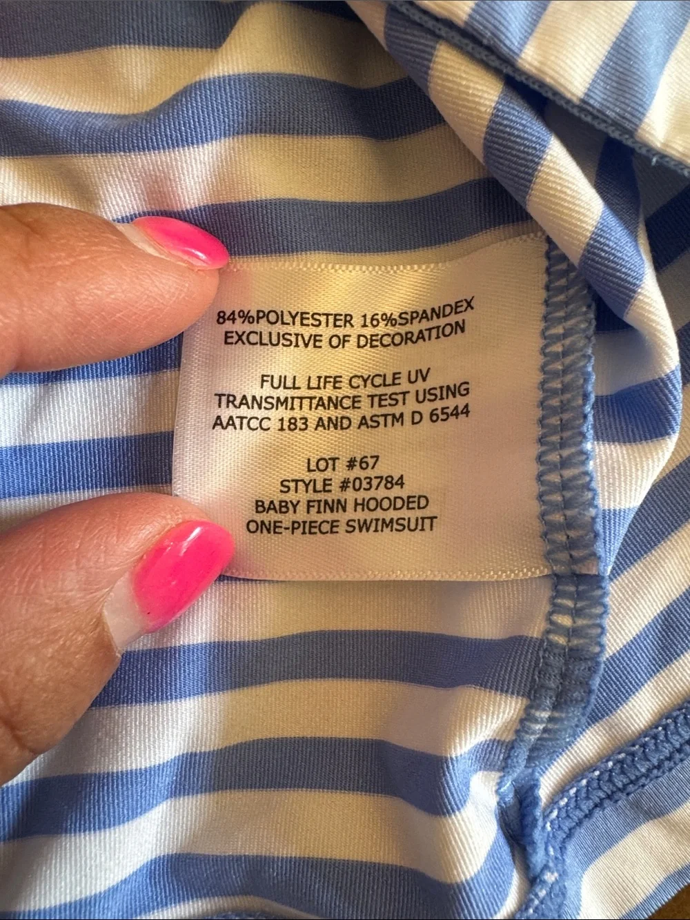 Coolibar Light Blue & White Striped Hooded One-Piece Swim Suit